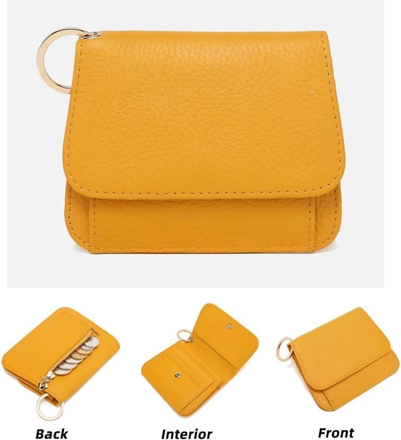 Mudono Small Wallet for Women RFID Blocking Genuine Leather Card Case Slim Tri-Fold Wallet with Zipper Pocket and Keychain - Image 2